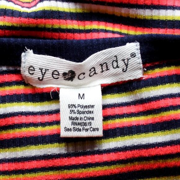 Eye Candy Striped Spaghetti Strap Spandex Blend Dress Size M - Picture 7 of 7